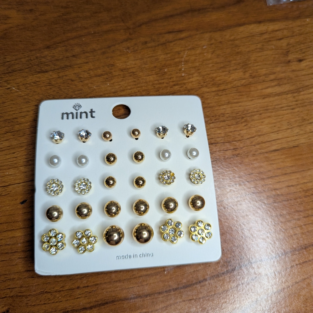 Mint Gold Toned  and White Toned Earring Collection